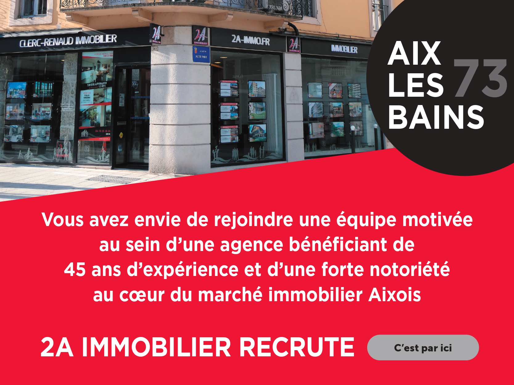 2a immobilier recrute des négociateurs immobilier à Aix-les-bains
